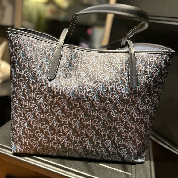 Coach Navy Canvas & Leather City Tote with Monogram Print Bag - Picture 2 of 2